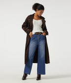 Mid Rise Relaxed Casual Flare Jeans with Pockets — Baja Blue Denim — view 7