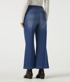 Mid Rise Relaxed Casual Flare Jeans with Pockets — Baja Blue Denim — view 2