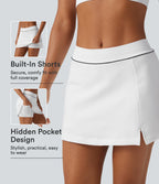 Mid Rise A-Line OneForm Seamless Mini Skort with Built-in Shorts and Pocket — White — view 1