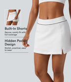Mid Rise A-Line OneForm Seamless Mini Skort with Built-in Shorts and Pocket — White — view 2