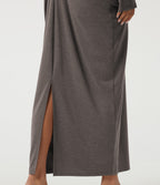 Deep V Neck Batwing Long Sleeve Casual Pencil Midi Dress — Earthwood Brown — view 6