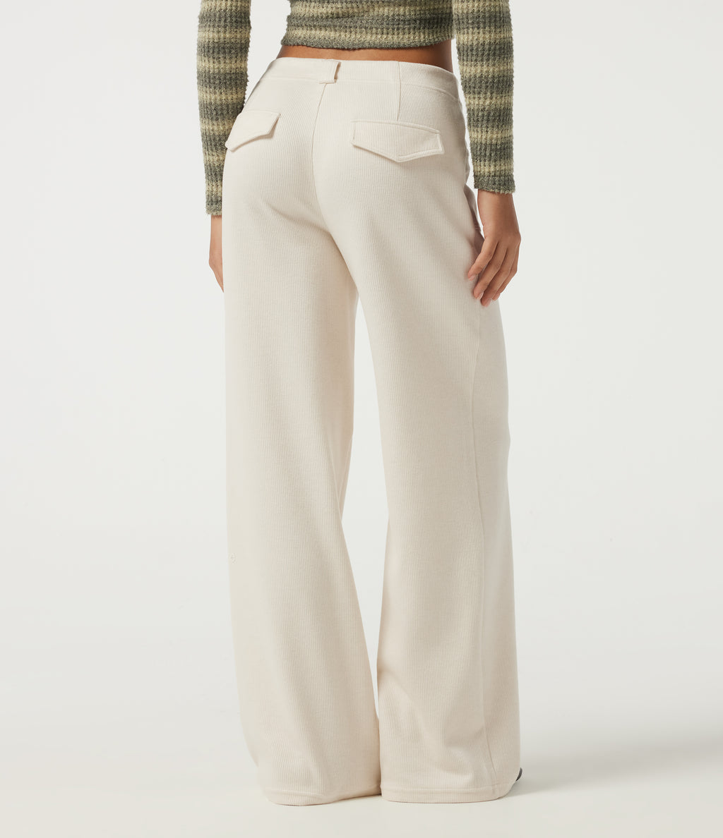Low Rise Wide Leg Casual Trousers with Pockets — Jet Stream — view 2