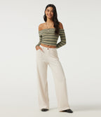 Low Rise Wide Leg Casual Trousers with Pockets — Jet Stream — view 6