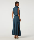 Mock Neck Sleeveless Ruched Casual Maxi Dress — Balsam — view 2