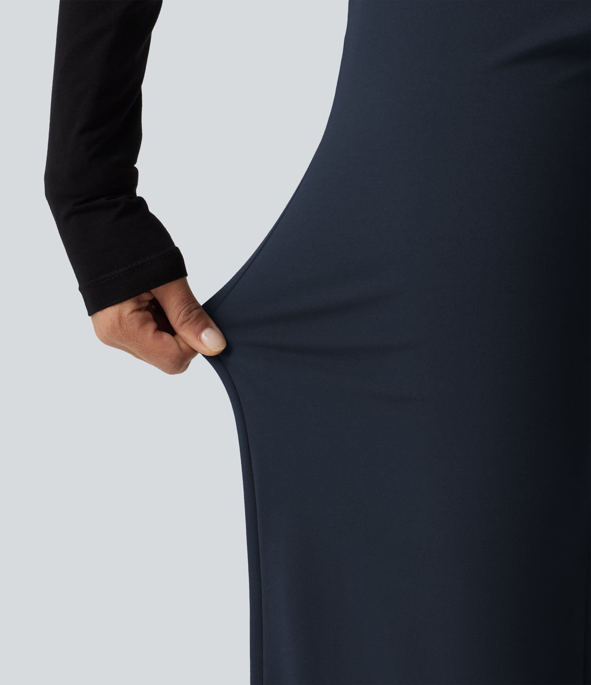 Low Rise Straight Leg Work Trousers with Pockets — Midnight Blue — view 6