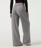 Mid Rise Crossover Wide Leg Casual Sweatpants with Pockets — December Sky — view 2