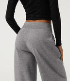 Mid Rise Crossover Wide Leg Casual Sweatpants with Pockets — December Sky — view 5