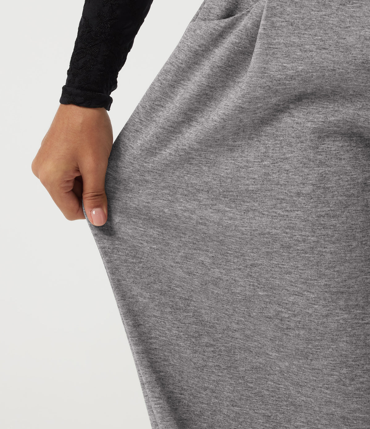 Mid Rise Crossover Wide Leg Casual Sweatpants with Pockets — December Sky — view 6