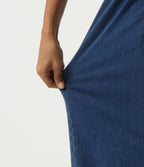 High Waisted Wide Leg Casual Cotton Jeans with Pockets — Estate Blue Denim — view 6