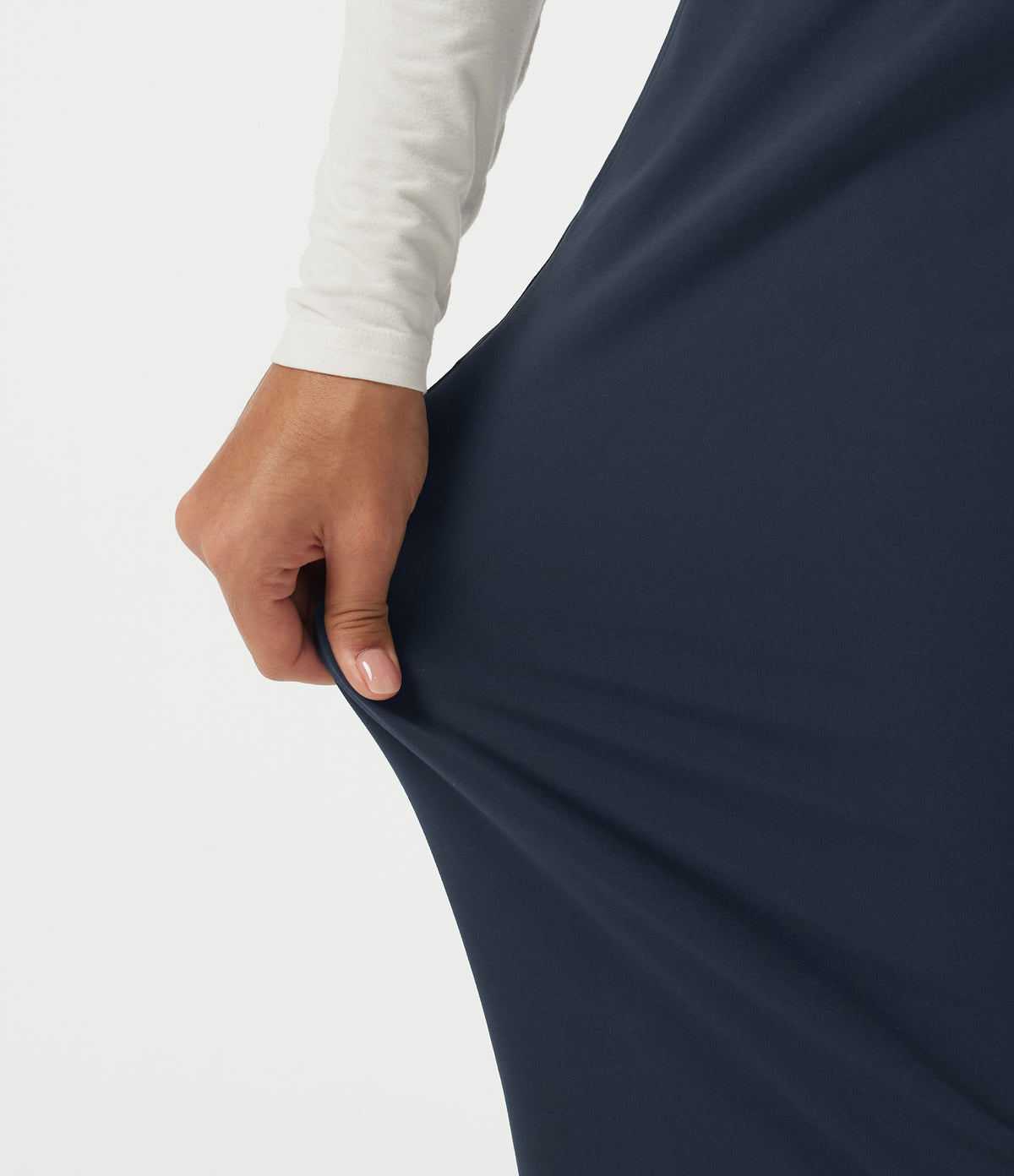 High Waisted Straight Leg Work Trousers with Pockets — Midnight Blue — view 6
