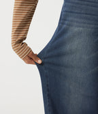 Low Rise Baggy Casual Cotton Jeans with Pockets — Estate Blue Denim — view 6