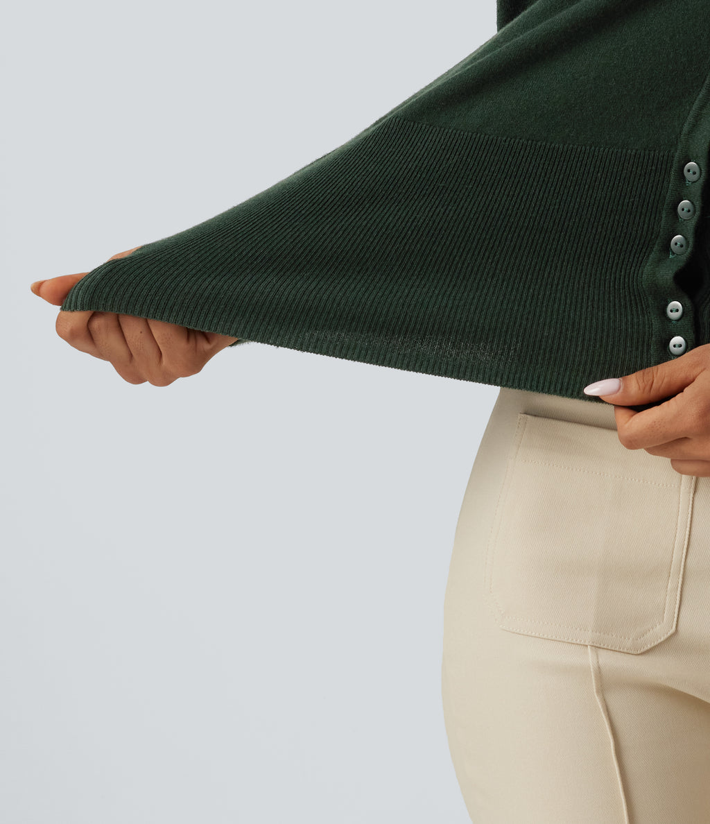 V Neck Bishop Long Sleeve Work Cardigan — Sycamore — view 7