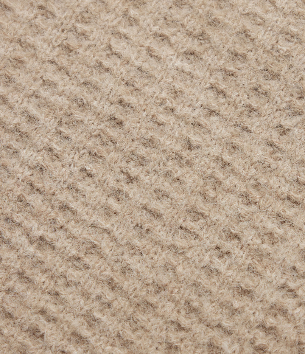 Henley Neck Drop Shoulder Long Sleeve Casual Jumper — French Oak — view 7