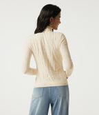 High Neck Long Sleeve Slim Work Jumper — Eggnog — view 2