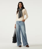 High Neck Long Sleeve Slim Work Jumper — Eggnog — view 7