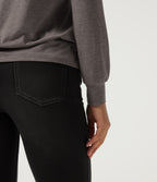 Square Neck Long Sleeve Casual Top — Earthwood Brown — view 6