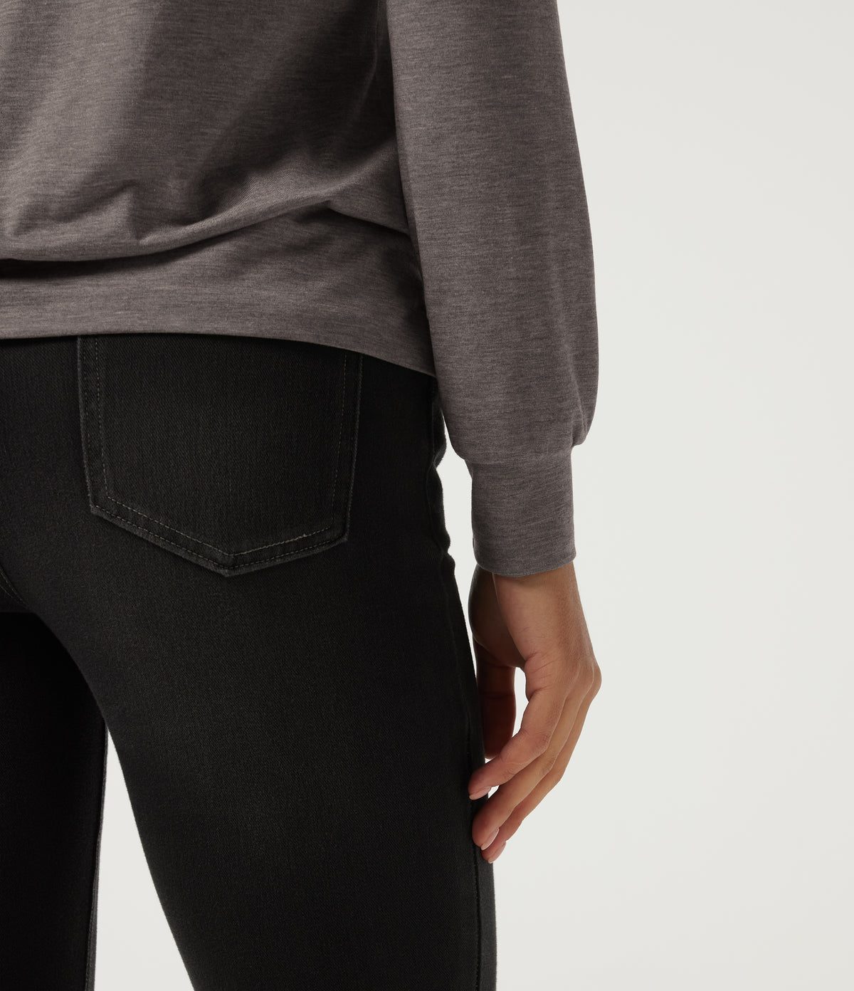 Square Neck Long Sleeve Casual Top — Earthwood Brown — view 6