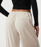 Low Rise Wide Leg Lace Up Corduroy Casual Trousers with Pockets — White — view 5
