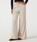 Low Rise Wide Leg Lace Up Corduroy Casual Trousers with Pockets — White — view 1