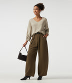 V Neck Bubble Long Sleeve Work Blouse — Feather Gray — view 6