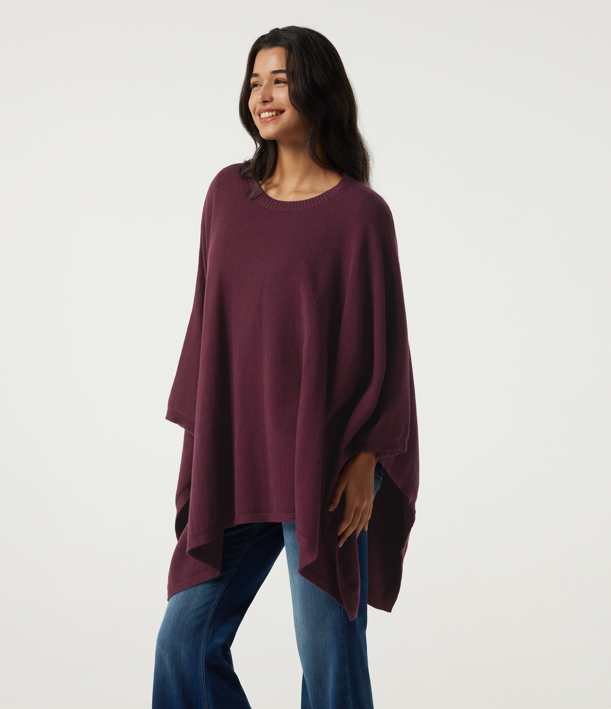 Round Neck Batwing Sleeve Casual Sweater — Sandalwood Grape Purple — view 3