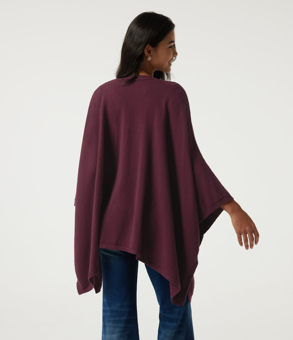 Round Neck Batwing Sleeve Casual Sweater — Sandalwood Grape Purple — view 2