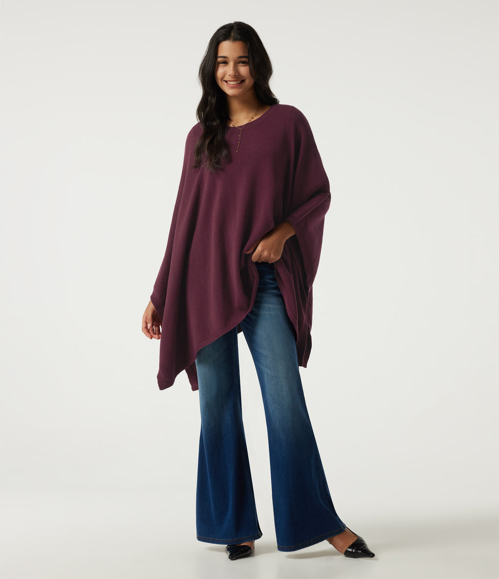 Round Neck Batwing Sleeve Casual Sweater — Sandalwood Grape Purple — view 7