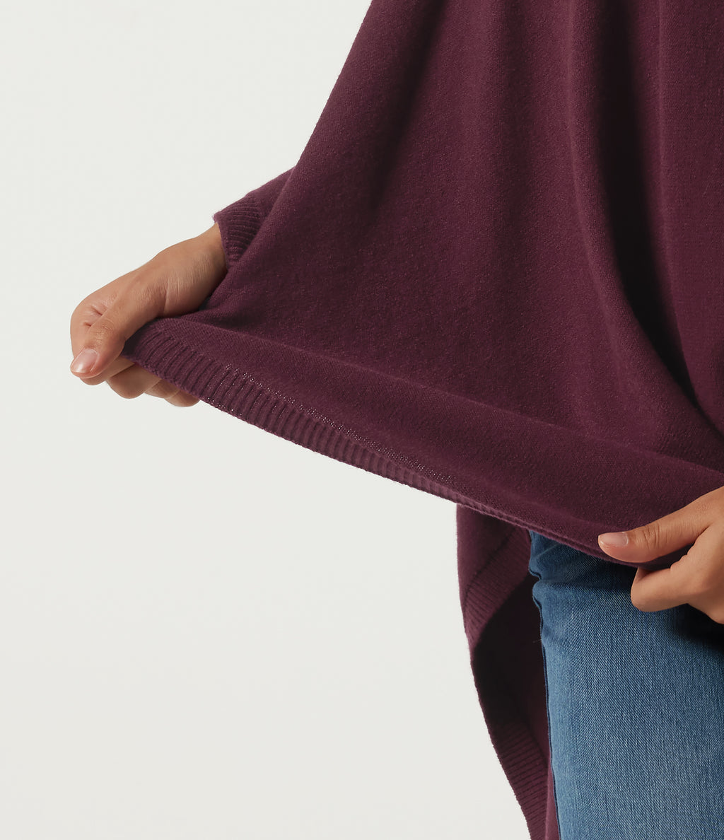 Round Neck Batwing Sleeve Casual Sweater — Sandalwood Grape Purple — view 6