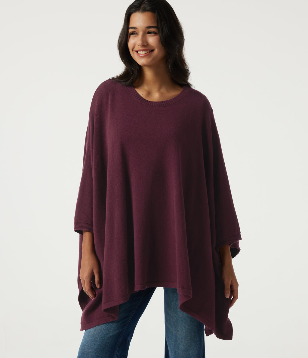 Round Neck Batwing Sleeve Casual Sweater — Sandalwood Grape Purple — view 4