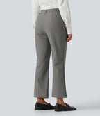 Wrinkle Recovery High Waisted Work Bootcut Trousers with Pockets — Silent Storm — view 2