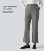 Wrinkle Recovery High Waisted Work Bootcut Trousers with Pockets — Silent Storm — view 1