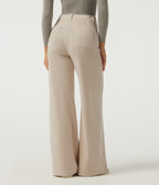High Waisted Tummy Control Wide Leg Corduroy Casual Trousers with Pockets — Creamsicle — view 2