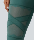Speedwave Air High Waisted Crossover Contrast Mesh Running Leggings with Pockets — Viridian — view 6