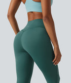 Speedwave Air High Waisted Crossover Contrast Mesh Running Leggings with Pockets — Viridian — view 5