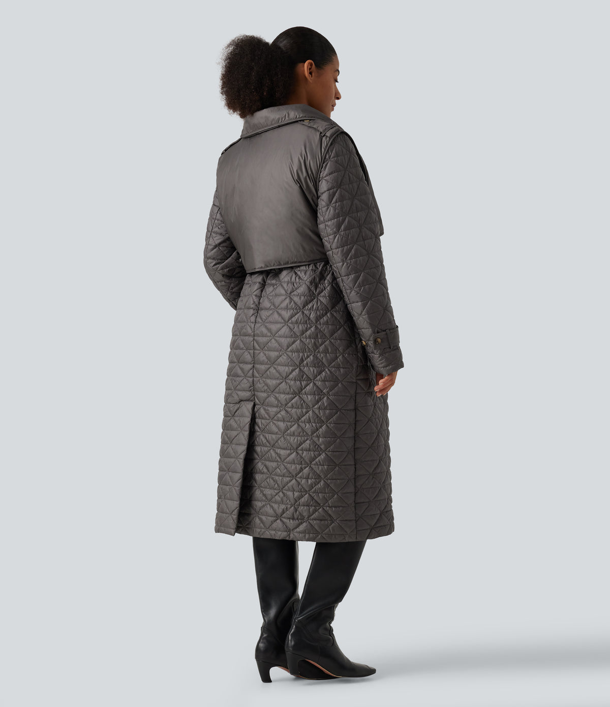 Water Repellent Long Sleeve Quilted Work Padded Jacket with Pockets — Storm Dust — view 2