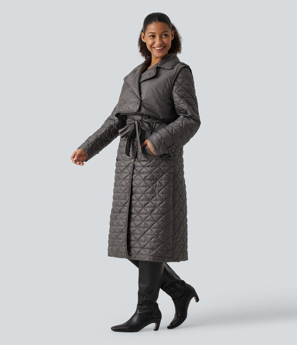 Water Repellent Long Sleeve Quilted Work Padded Jacket with Pockets — Storm Dust — view 3