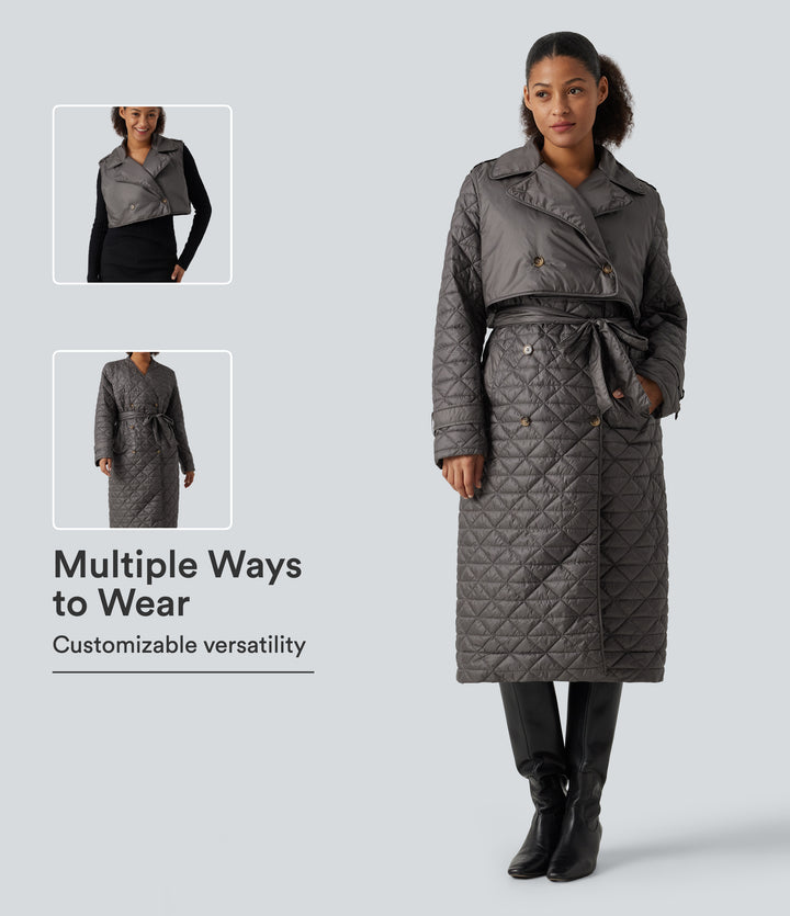 Water Repellent Long Sleeve Quilted Work Padded Jacket with Pockets — Storm Dust — view 1
