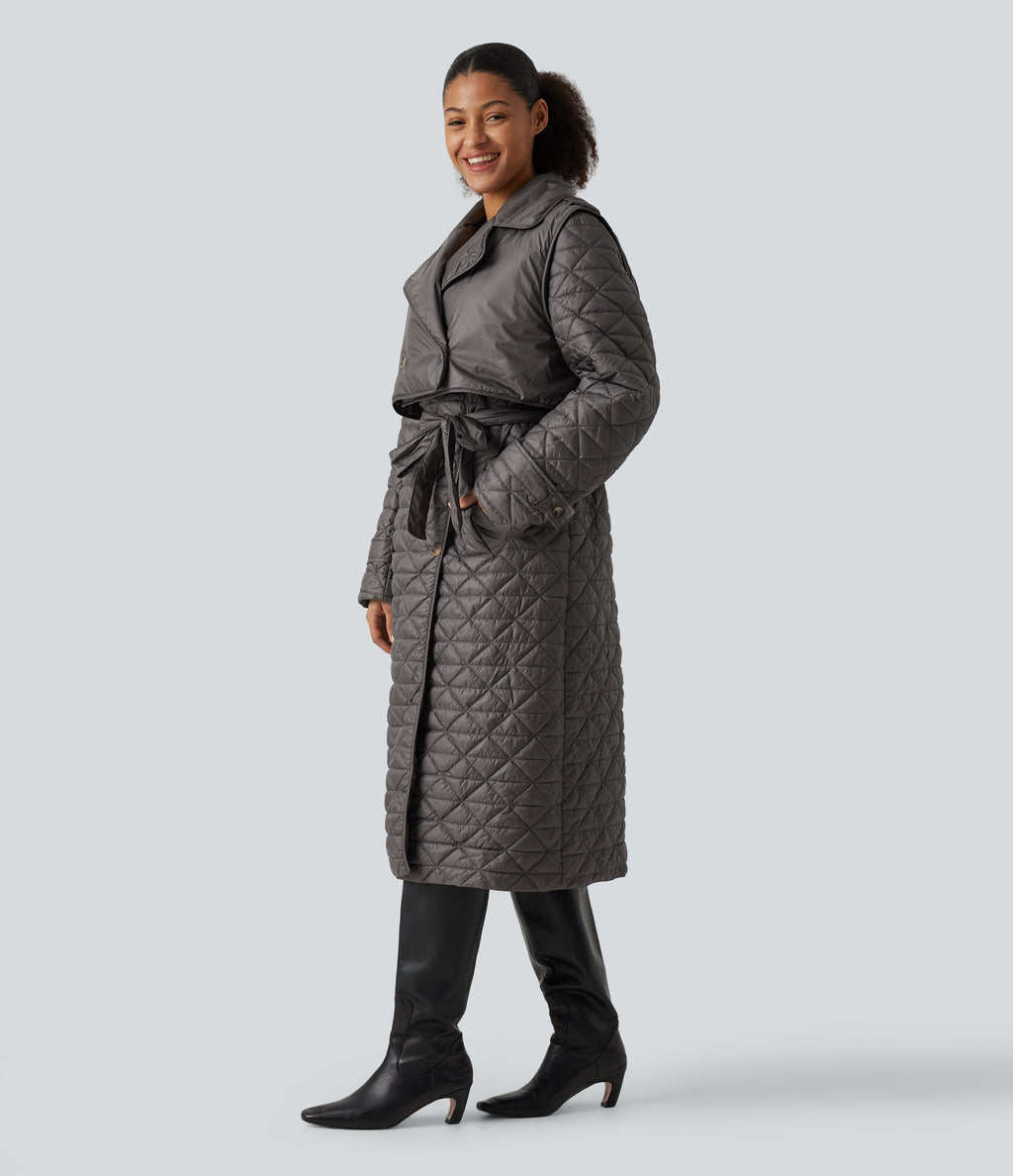 Water Repellent Long Sleeve Quilted Work Padded Jacket with Pockets — Storm Dust — view 6