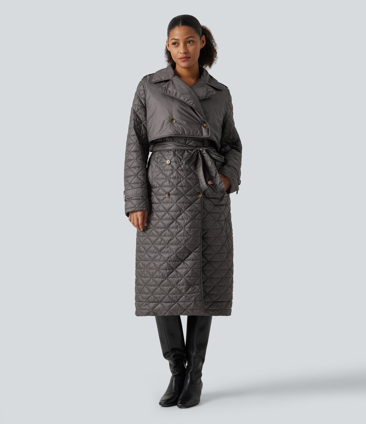 Water Repellent Long Sleeve Quilted Work Padded Jacket with Pockets — Storm Dust — view 5