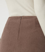 High Waisted A-Line Corduroy Casual Mini Skirt with Built-in Shorts — Coca Mocha — view 6