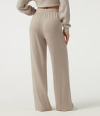 High Waisted Straight Leg Lounge Trousers with Pockets — Chateau Gray — view 2