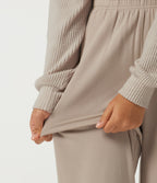 High Waisted Straight Leg Lounge Trousers with Pockets — Chateau Gray — view 6