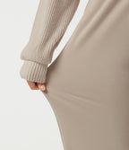 High Waisted Straight Leg Lounge Trousers with Pockets — Chateau Gray — view 7