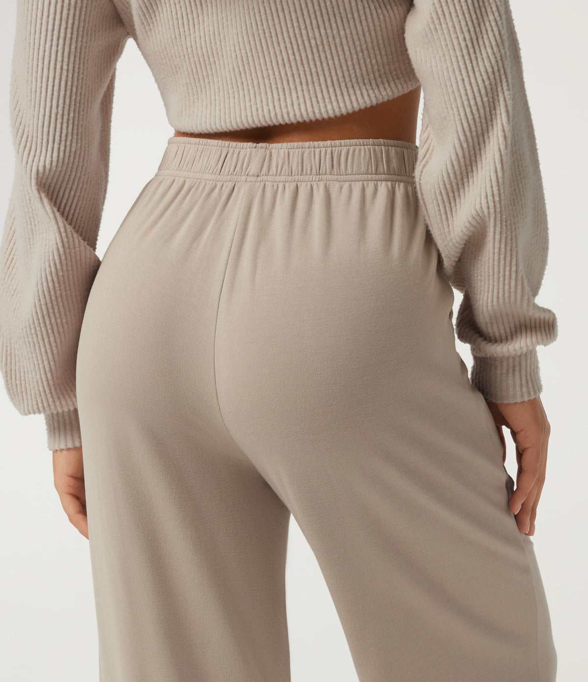 High Waisted Straight Leg Lounge Trousers with Pockets — Chateau Gray — view 5