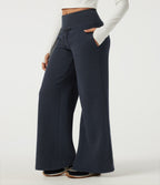 Mid Rise Drawstring Wide Leg Casual Sweatpants with Pockets — Slate Echo — view 3