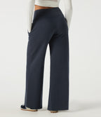 Mid Rise Drawstring Wide Leg Casual Sweatpants with Pockets — Slate Echo — view 2