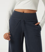Mid Rise Drawstring Wide Leg Casual Sweatpants with Pockets — Slate Echo — view 4
