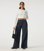 Mid Rise Drawstring Wide Leg Casual Sweatpants with Pockets — Slate Echo — view 6