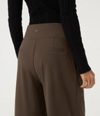 High Waisted Wide Leg Work Trousers with Pockets — Chocolate Martini — view 5