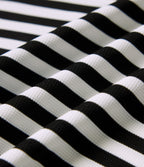 Mid Rise Drawstring Baggy Stripe Waffle Lounge Trousers with Pockets — Black White Horizontal Stripe — view 8
